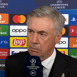 Real Madrid Head Coach, Carlo Ancelotti, talking with the press after the game
